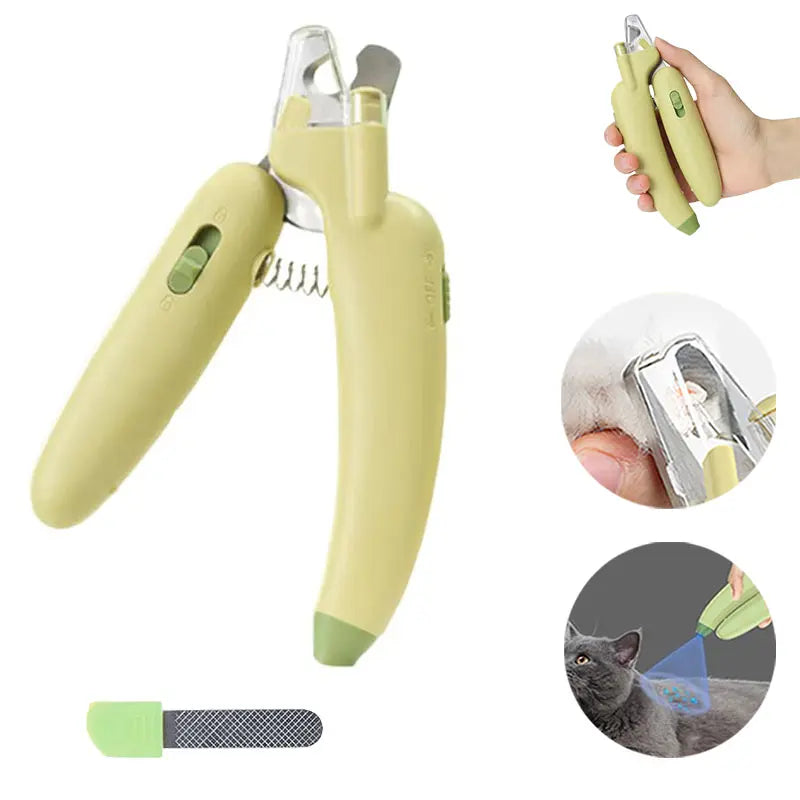 Pet Nail Trimmer with LED Light and UV Lamp - Safe and Efficient Grooming Tool with Sharp Blades, Built-In Nail File, Nail Collector, and Non-Slip Ergonomic Handle for All Pet Sizes