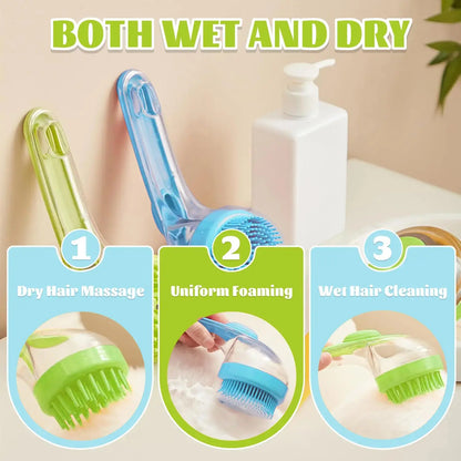 2-in-1 Pet Bath Brush with Integrated Shampoo Dispenser for Dogs and Cats - Ideal for Long and Short Fur