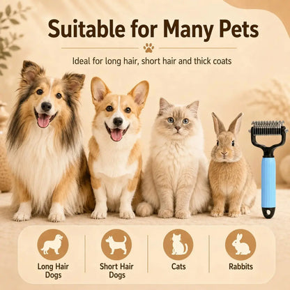 Professional Stainless Steel Pet Detangling Comb for Dogs and Cats - Effective Grooming Tool for Loose Hair, Mats, Tangles, Shedding, and Daily Coat Maintenance