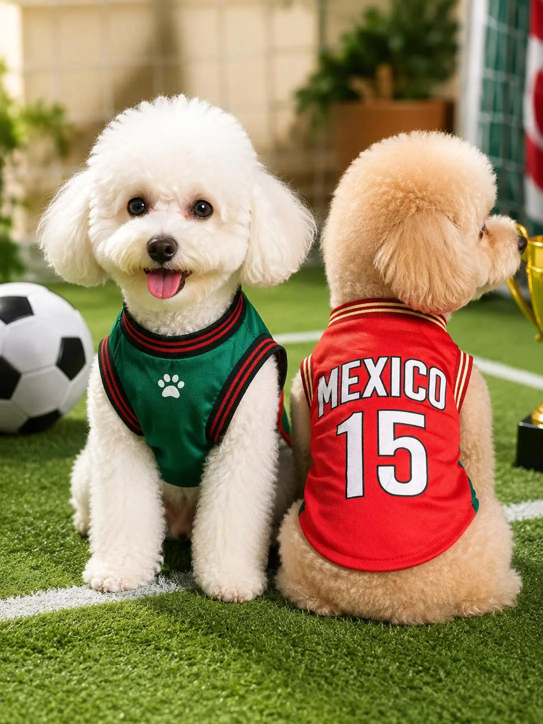 Mexico 15 Pet Jersey Shirt for Dogs and Cats, Breathable Sleeveless Pet Soccer Vest, Lightweight Puppy Sports Outfit for Small Medium Pets, Cute Mesh Dog Cat Clothes for Daily Wear, Photos, Parties and Game Day