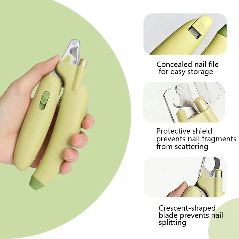 Pet Nail Trimmer with LED Light and UV Lamp - Safe and Efficient Grooming Tool with Sharp Blades, Built-In Nail File, Nail Collector, and Non-Slip Ergonomic Handle for All Pet Sizes