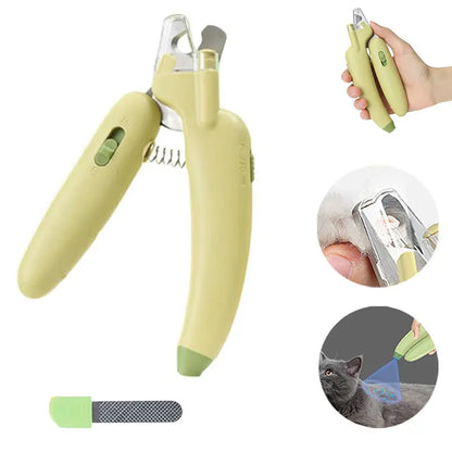 Pet Nail Trimmer with LED Light and UV Lamp - Safe and Efficient Grooming Tool with Sharp Blades, Built-In Nail File, Nail Collector, and Non-Slip Ergonomic Handle for All Pet Sizes