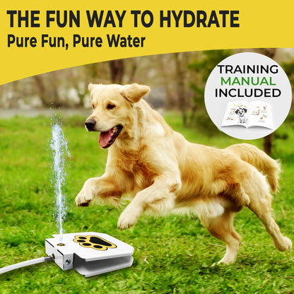 Outdoor Dog Water Fountain - Upgraded Large Dog Sprinkler Drinking Water Dispenser with Stainless Steel Hose for Fresh Water Access, Durable and User-Friendly Design