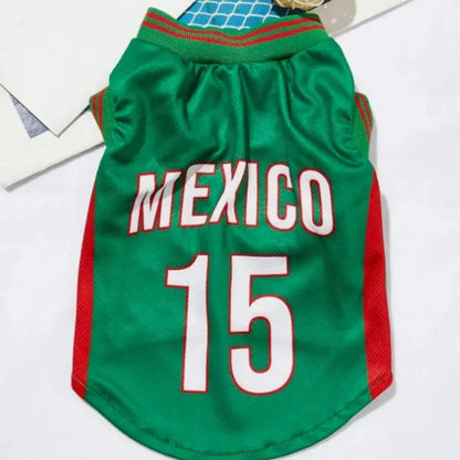 Mexico 15 Pet Jersey Shirt for Dogs and Cats, Breathable Sleeveless Pet Soccer Vest, Lightweight Puppy Sports Outfit for Small Medium Pets, Cute Mesh Dog Cat Clothes for Daily Wear, Photos, Parties and Game Day
