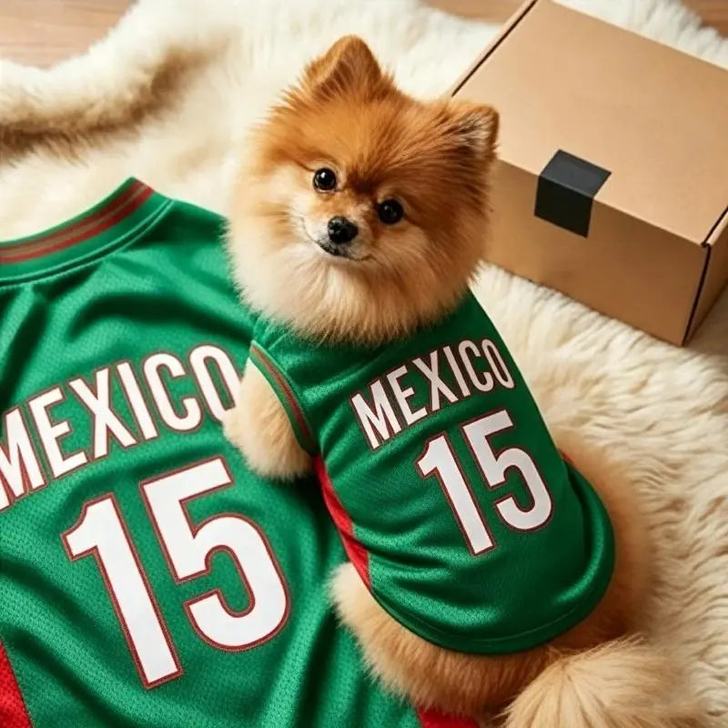 Mexico 15 Pet Jersey Shirt for Dogs and Cats, Breathable Sleeveless Pet Soccer Vest, Lightweight Puppy Sports Outfit for Small Medium Pets, Cute Mesh Dog Cat Clothes for Daily Wear, Photos, Parties and Game Day