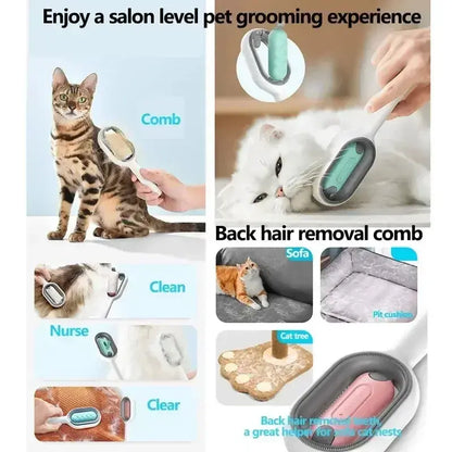 Tiktokshopspringglowup Hair Grooming Brush - Animal Brush Hair Remover Pets Comb for Cat Dog Hamster Double Sided Brush Removes Pet Hairs Grooming Cleaner Massage Combing Self-Cleaning Steamy