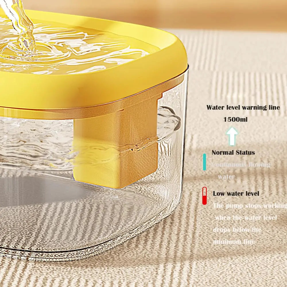 1.5L USB-Powered Automatic Cat Water Fountain with Filtration System - Transparent Gray Circulating Fresh Water Dispenser for Cats and Small Dogs