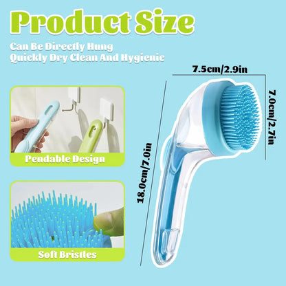 2-in-1 Pet Bath Brush with Integrated Shampoo Dispenser for Dogs and Cats - Ideal for Long and Short Fur