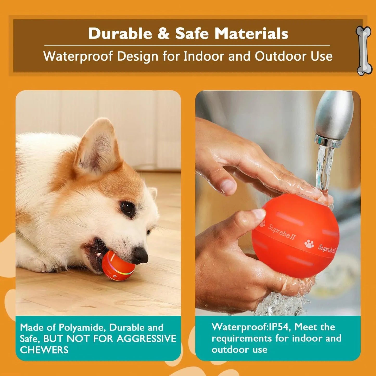 Interactive Dog Toys Dog Ball,[Newly Upgraded] Durable Motion Activated Automatic Rolling Ball Toys For/Small/Medium/Large Dogs,Usb Rechargeable Springtok