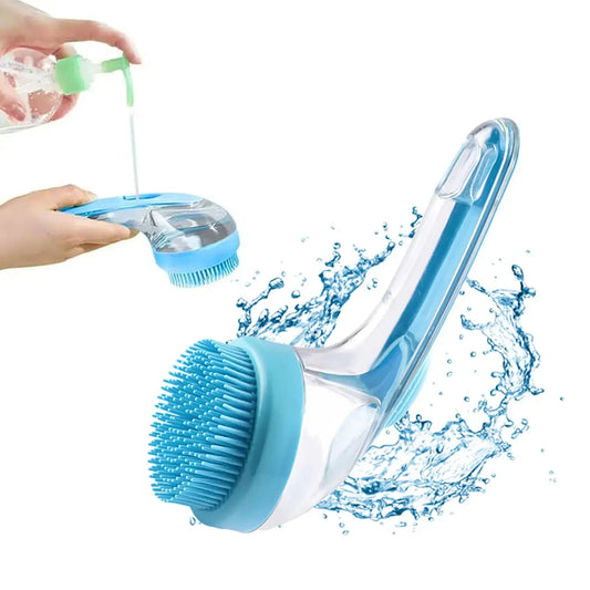 2-in-1 Pet Bath Brush with Integrated Shampoo Dispenser for Dogs and Cats - Ideal for Long and Short Fur
