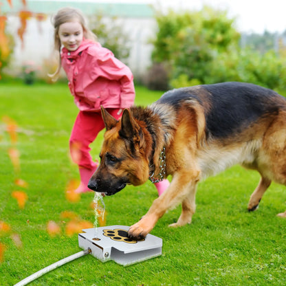 Outdoor Dog Water Fountain - Upgraded Large Dog Sprinkler Drinking Water Dispenser with Stainless Steel Hose for Fresh Water Access, Durable and User-Friendly Design