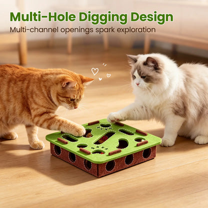 Potaroma Felt Maze Cat Puzzle Toy, Interactive Hide-And-Seek Box with 3 Jingle Balls, Indoor Enrichment Hunting Play for Kittens & Adult Cats to Relieve Boredom & Burn Energy