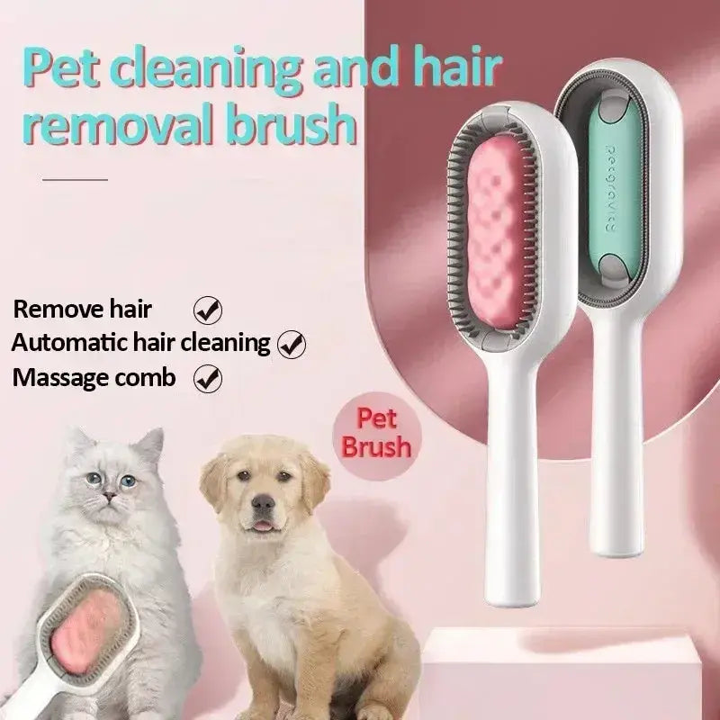 Tiktokshopspringglowup Hair Grooming Brush - Animal Brush Hair Remover Pets Comb for Cat Dog Hamster Double Sided Brush Removes Pet Hairs Grooming Cleaner Massage Combing Self-Cleaning Steamy