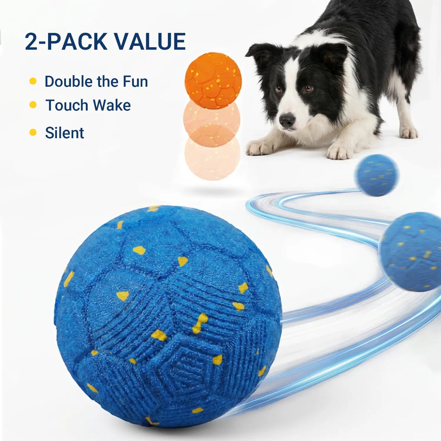Sovelivee Interactive Dog Chew Toy Ball - 2026 Soccer Fest Edition Self-Moving Interactive Moving Ball, USB Rechargeable, Durable, Squeaky, for Dogs (Guards Fun When You'Re Away), Chew Toy Balls, Self-Moving Balls