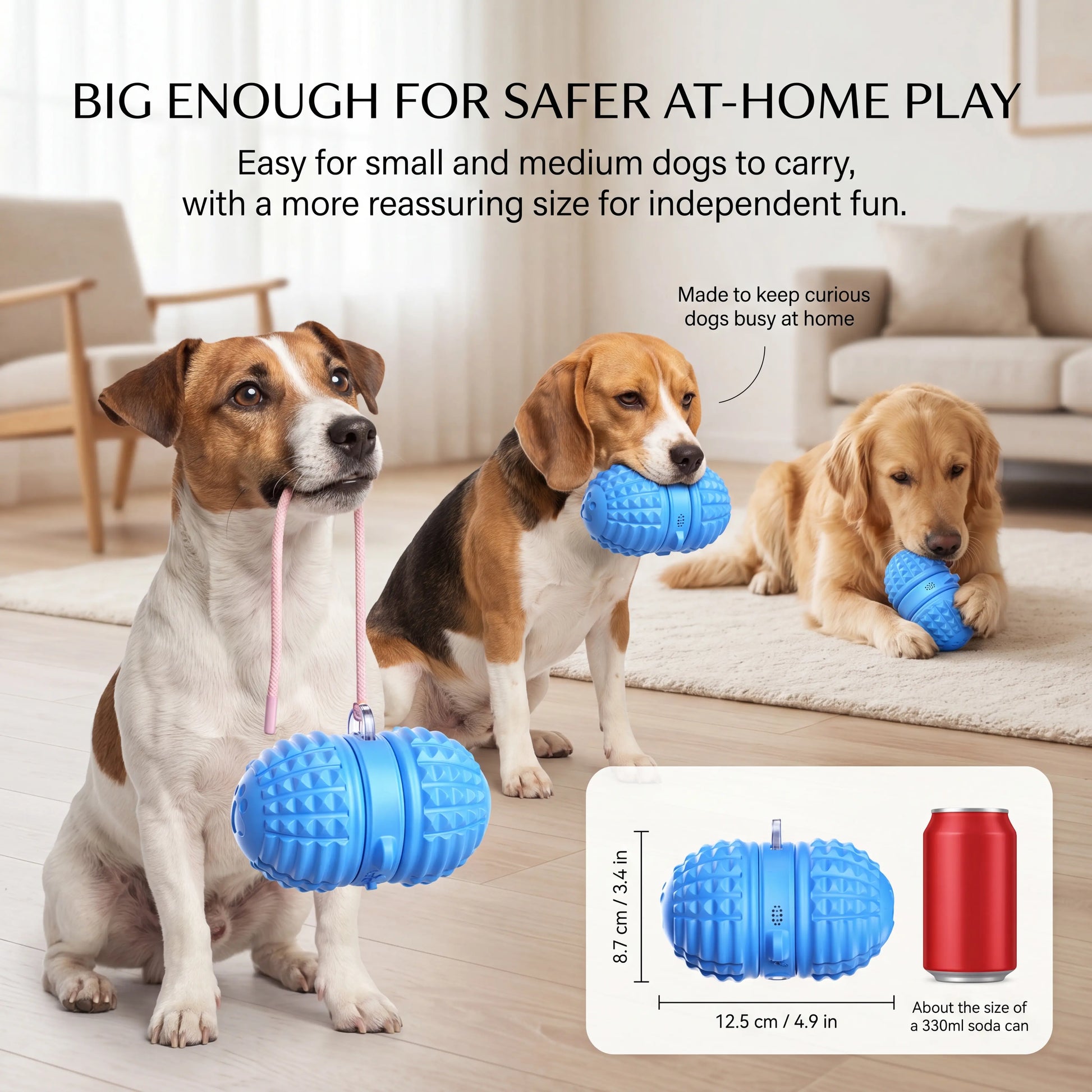 Interactive Automatic Rolling Dog Toy with Dual Motors, Voice Recording, and Rechargeable Features - Water Resistant Pet Toy for Indoor Play and Boredom Relief for Small to Medium Dogs