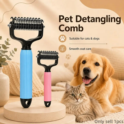 Professional Stainless Steel Pet Detangling Comb for Dogs and Cats - Effective Grooming Tool for Loose Hair, Mats, Tangles, Shedding, and Daily Coat Maintenance