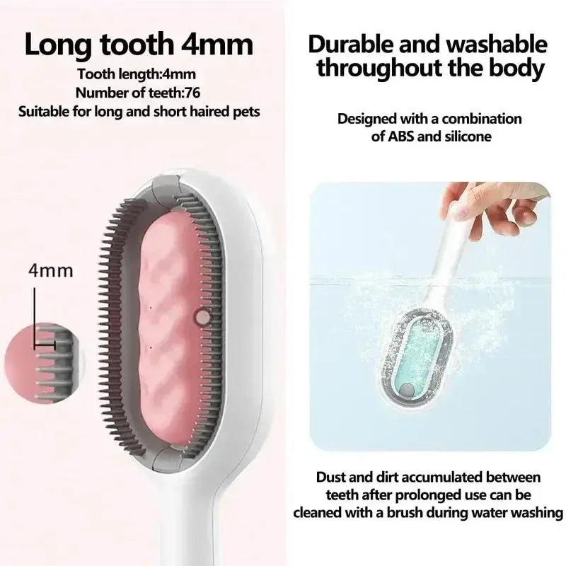 Tiktokshopspringglowup Hair Grooming Brush - Animal Brush Hair Remover Pets Comb for Cat Dog Hamster Double Sided Brush Removes Pet Hairs Grooming Cleaner Massage Combing Self-Cleaning Steamy
