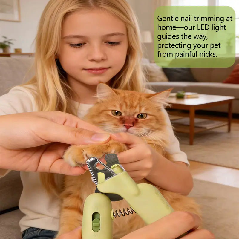 Pet Nail Trimmer with LED Light and UV Lamp - Safe and Efficient Grooming Tool with Sharp Blades, Built-In Nail File, Nail Collector, and Non-Slip Ergonomic Handle for All Pet Sizes