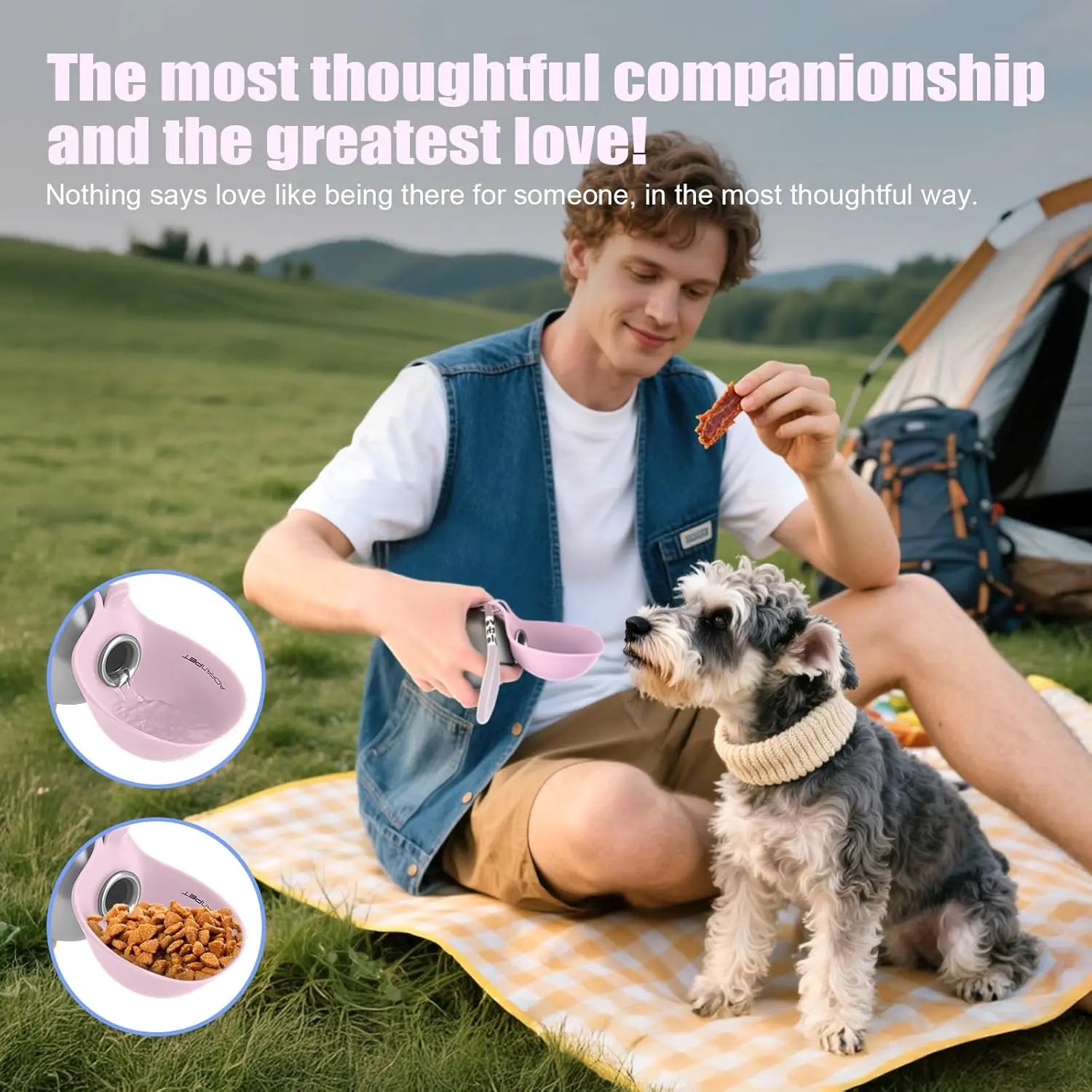 Ihubei 304 Stainless Steel Pet Water Bottle with Silicone Foldable Bowl - Stylish Hydration Dispenser for Dogs and Cats, Ideal for Travel and Outdoor Activities, 285ml