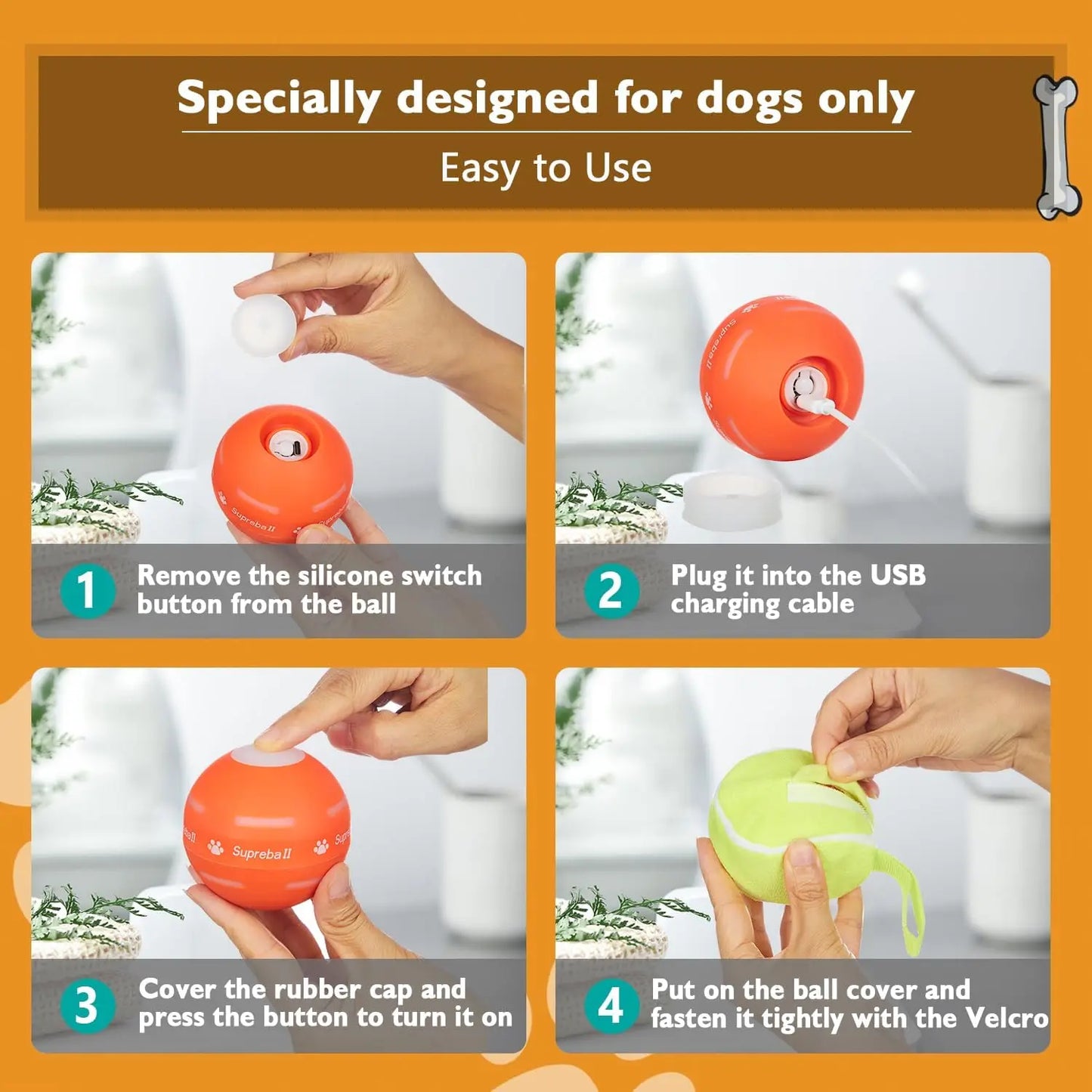 Interactive Dog Toys Dog Ball,[Newly Upgraded] Durable Motion Activated Automatic Rolling Ball Toys For/Small/Medium/Large Dogs,Usb Rechargeable Springtok