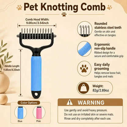 Professional Stainless Steel Pet Detangling Comb for Dogs and Cats - Effective Grooming Tool for Loose Hair, Mats, Tangles, Shedding, and Daily Coat Maintenance
