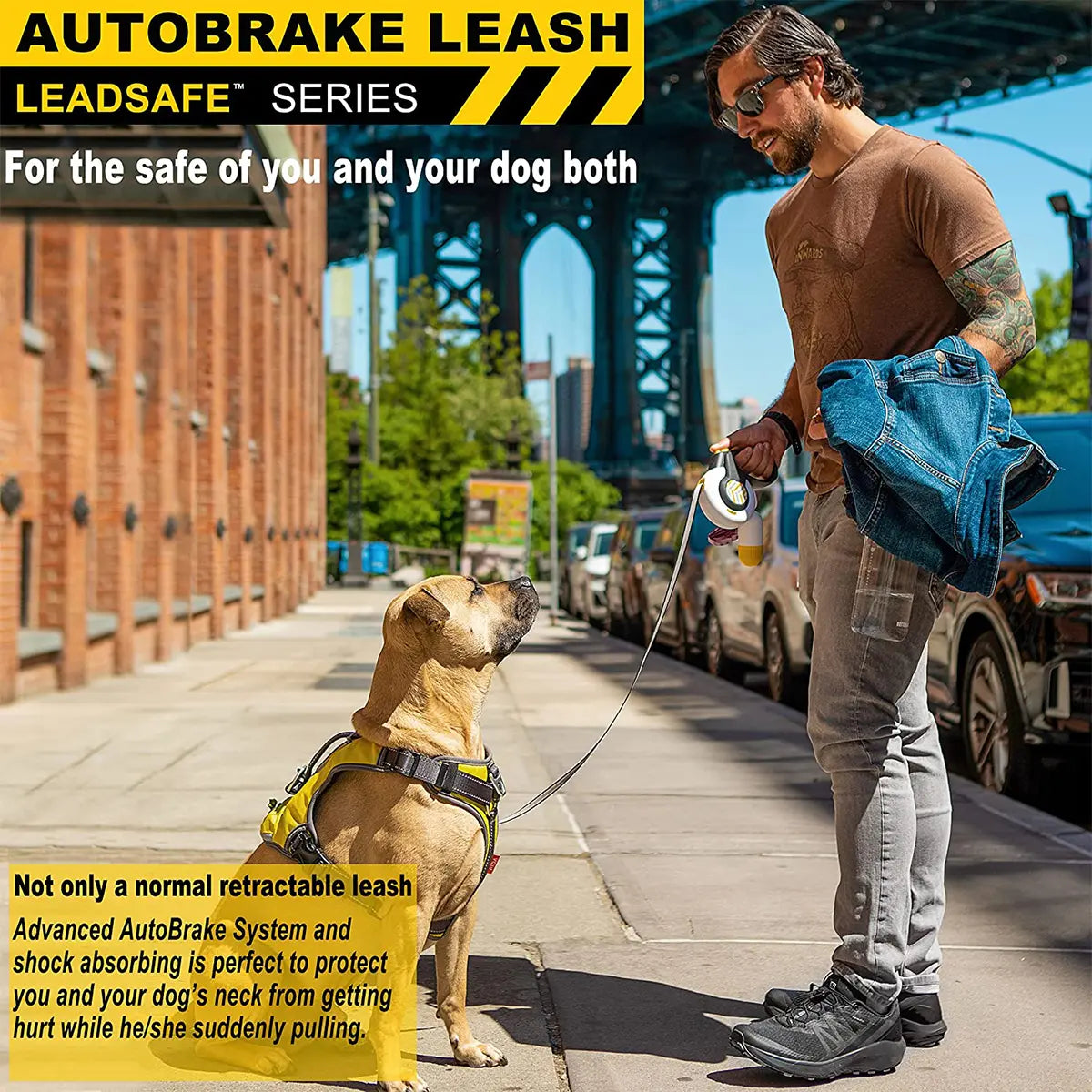 Fida Dog Leash, Autobrake Retractable Patented Design for Dog Pulling, 16 Ft Heavy Duty No Pull Pet Walking Leash for Large Medium Dogs. Tangle Free, One‑Hand Control, Soft Grip#Summervibes #Petlovers