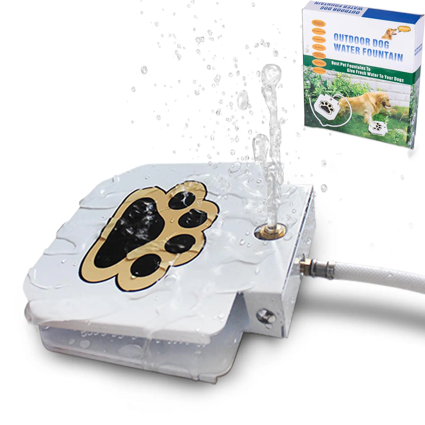 Outdoor Dog Water Fountain - Upgraded Large Dog Sprinkler Drinking Water Dispenser with Stainless Steel Hose for Fresh Water Access, Durable and User-Friendly Design