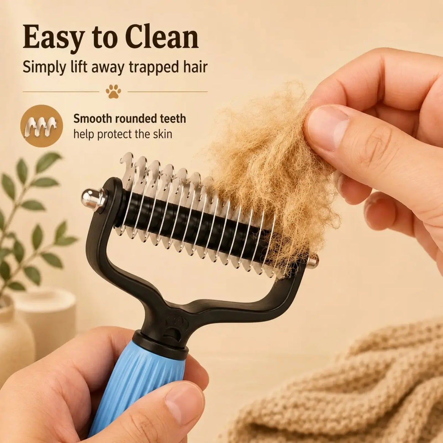 Professional Stainless Steel Pet Detangling Comb for Dogs and Cats - Effective Grooming Tool for Loose Hair, Mats, Tangles, Shedding, and Daily Coat Maintenance