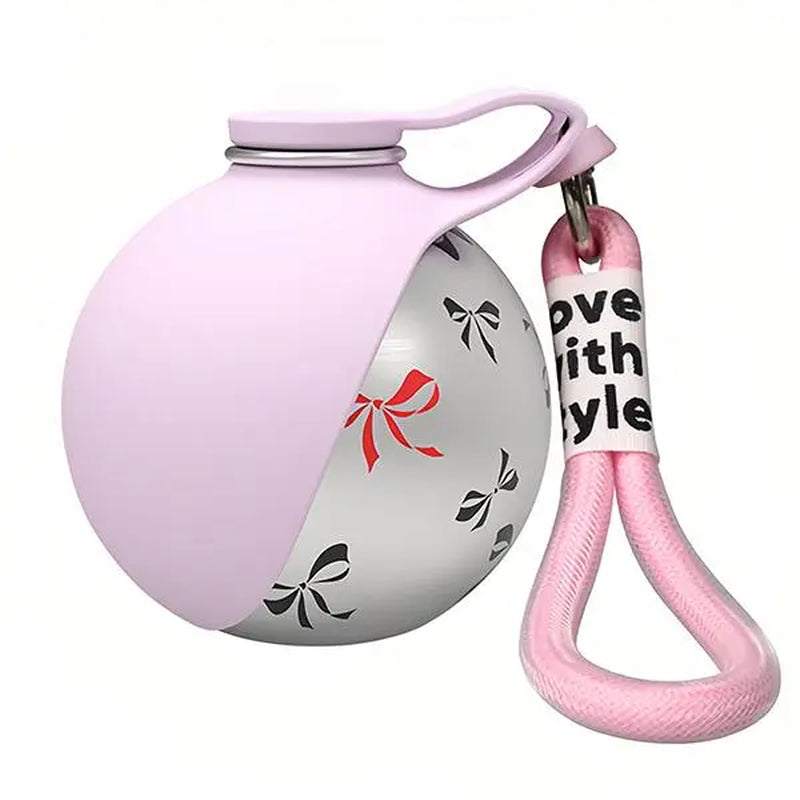 Ihubei 304 Stainless Steel Pet Water Bottle with Silicone Foldable Bowl - Stylish Hydration Dispenser for Dogs and Cats, Ideal for Travel and Outdoor Activities, 285ml
