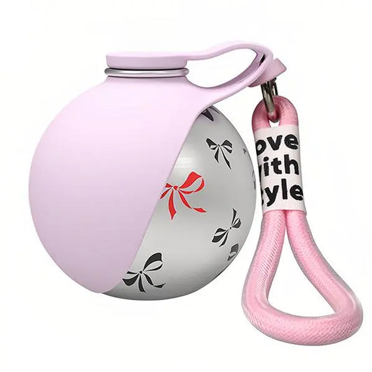 Ihubei 304 Stainless Steel Pet Water Bottle with Silicone Foldable Bowl - Stylish Hydration Dispenser for Dogs and Cats, Ideal for Travel and Outdoor Activities, 285ml