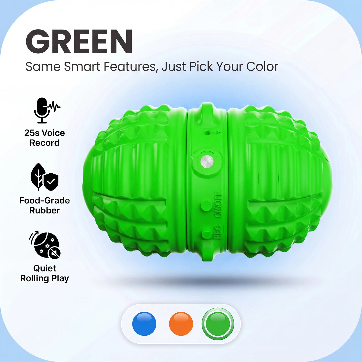 Interactive Automatic Rolling Dog Toy with Dual Motors, Voice Recording, and Rechargeable Features - Water Resistant Pet Toy for Indoor Play and Boredom Relief for Small to Medium Dogs