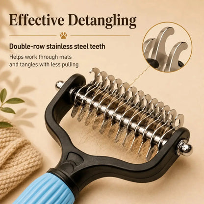 Professional Stainless Steel Pet Detangling Comb for Dogs and Cats - Effective Grooming Tool for Loose Hair, Mats, Tangles, Shedding, and Daily Coat Maintenance