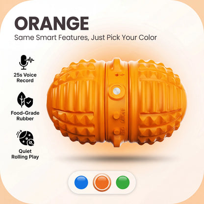 Interactive Automatic Rolling Dog Toy with Dual Motors, Voice Recording, and Rechargeable Features - Water Resistant Pet Toy for Indoor Play and Boredom Relief for Small to Medium Dogs