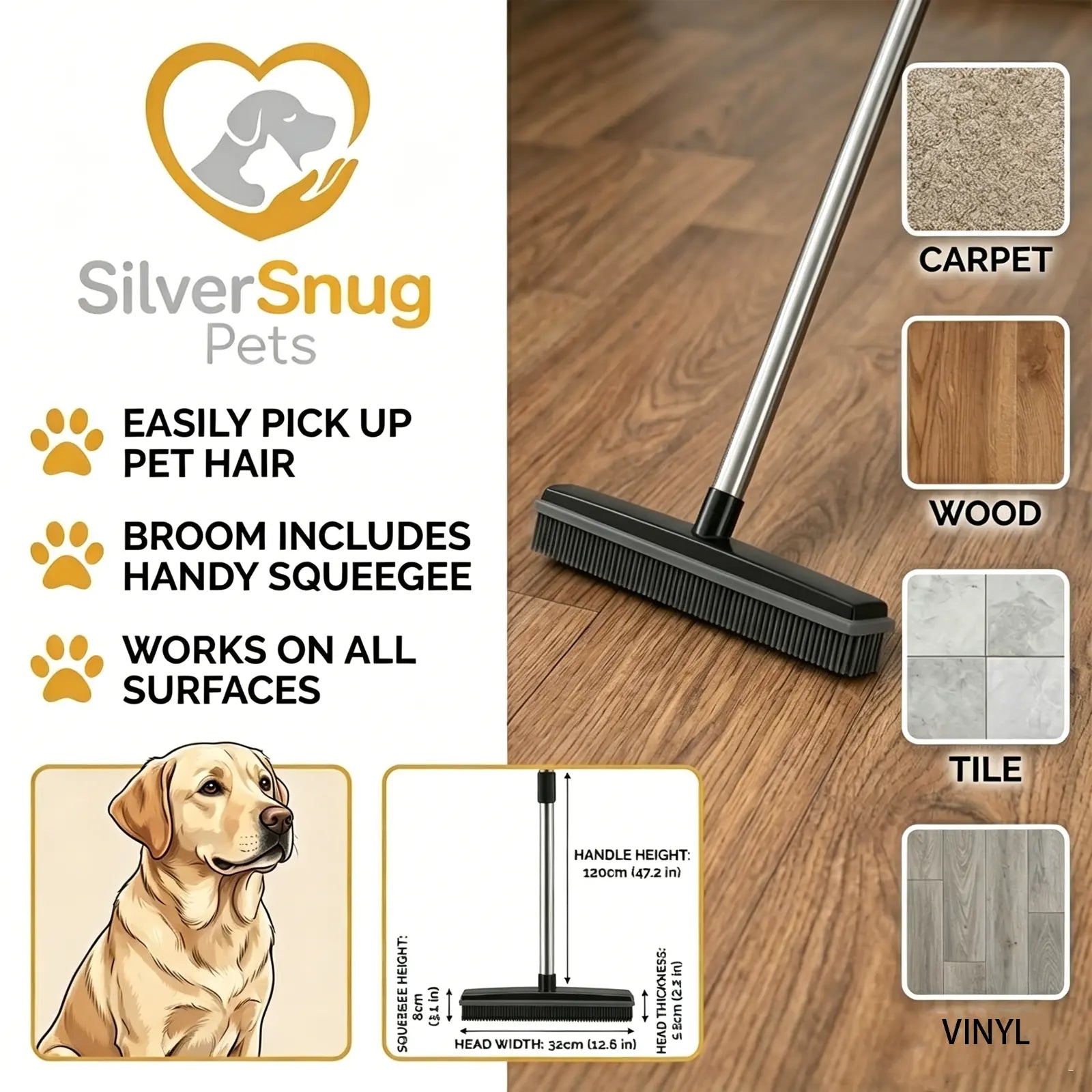Pet Hair Removal Broom and Hair-Resistant Floor Scrubber for Household Use